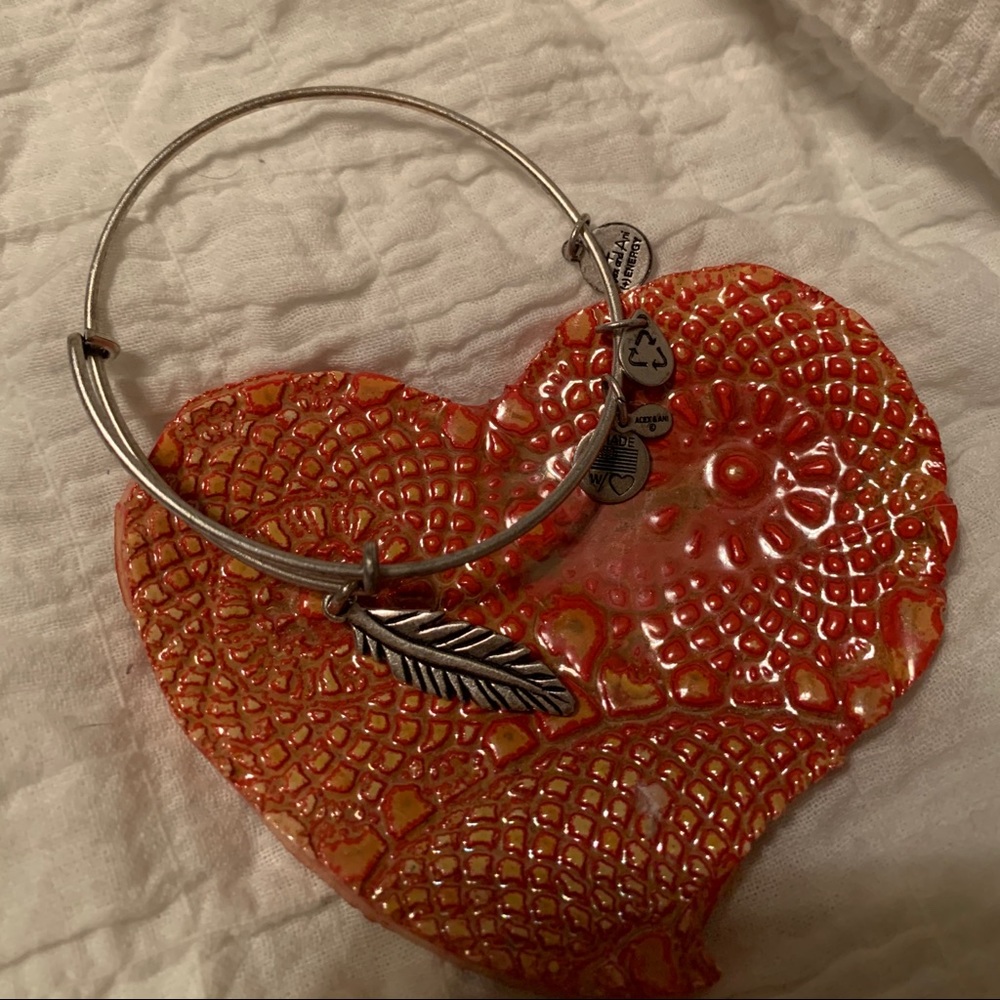 Alex and Ani Silver Feather Bangle